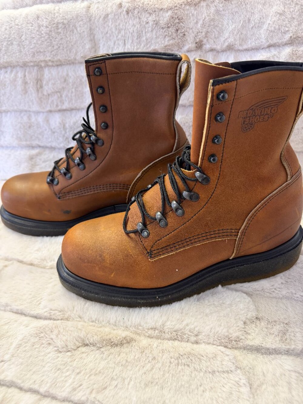 Red Wing Shoes, Supersole boots in brown leather.